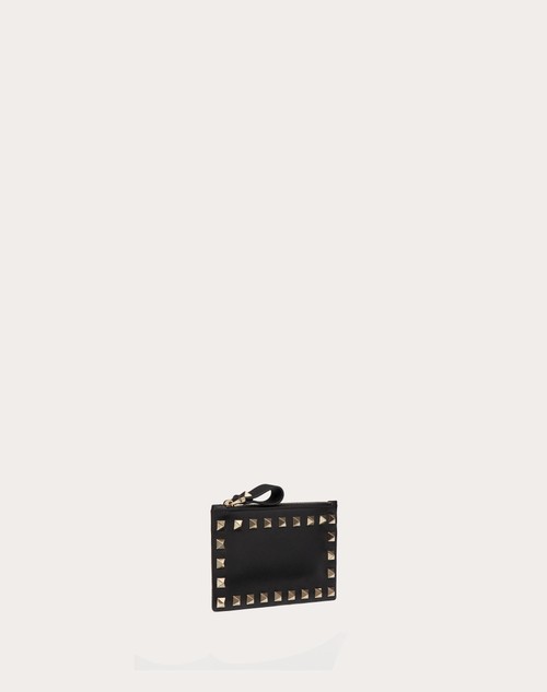 Red Valentino PORTACARTE CON ZIP ROCKSTUD IN VITELLO