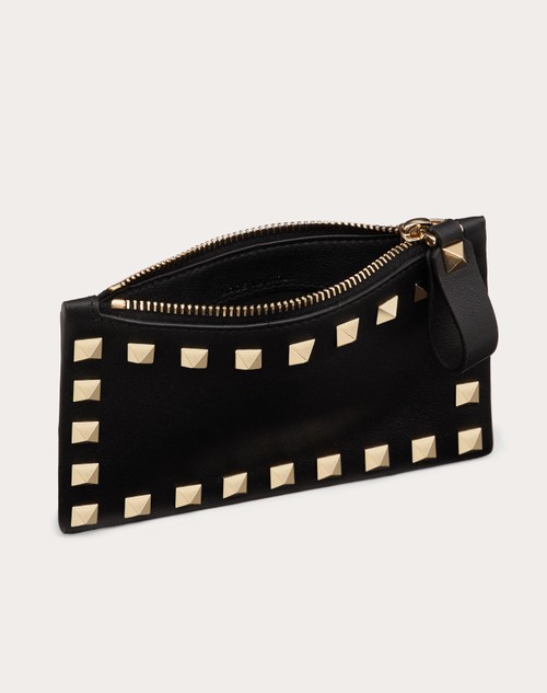 Red Valentino PORTACARTE CON ZIP ROCKSTUD IN VITELLO