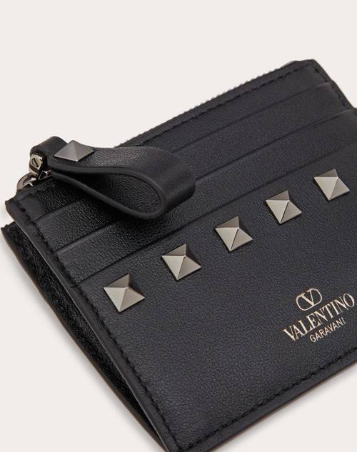 Red Valentino PORTACARTE ROCKSTUD IN VITELLO CON ZIP
