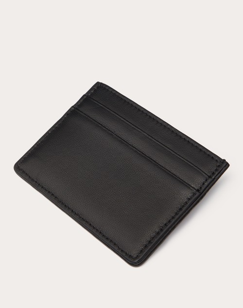 Red Valentino PORTACARTE TOILE ICONOGRAPHE IN TESSUTO JACQUARD EFFETTO DENIM CON DETTAGLI IN PELLE