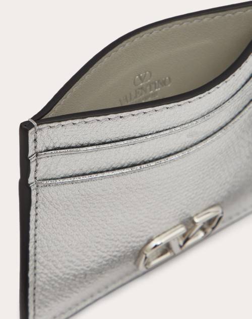 Red Valentino PORTACARTE VLOGO SIGNATURE IN VITELLO GRANATO METALLIZZATO