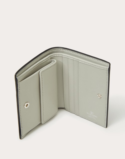 Red Valentino PORTAFOGLIO COMPATTO VLOGO SIGNATURE IN VITELLO GRANATO METALLIZZATO