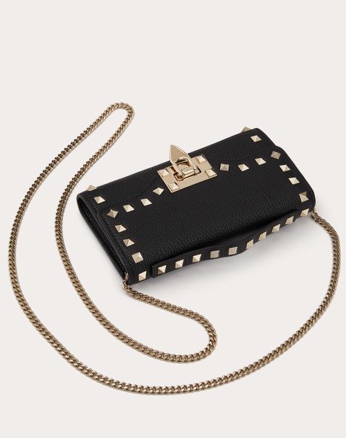 Red Valentino PORTAFOGLIO CON CATENA ROCKSTUD IN VITELLO GRANATO