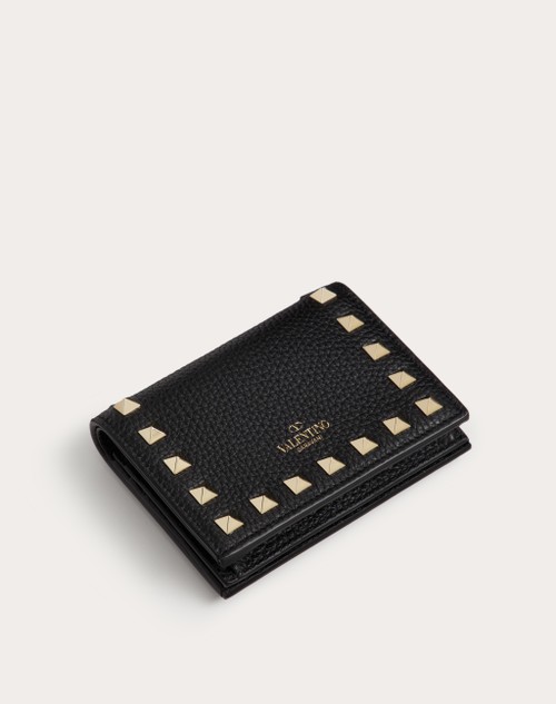 Red Valentino PORTAFOGLIO PICCOLO ROCKSTUD IN VITELLO GRANATO