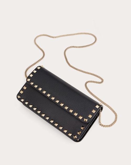 Red Valentino POUCH CON CATENA ROCKSTUD IN VITELLO GRANATO