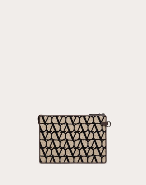 Red Valentino POUCH TOILE ICONOGRAPHE CON DETTAGLI IN PELLE