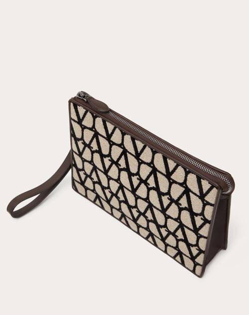 Red Valentino POUCH TOILE ICONOGRAPHE CON DETTAGLI IN PELLE