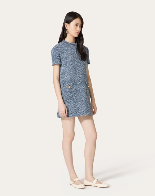 Red Valentino ABITO CORTO IN DENIM TEXTURED TWEED