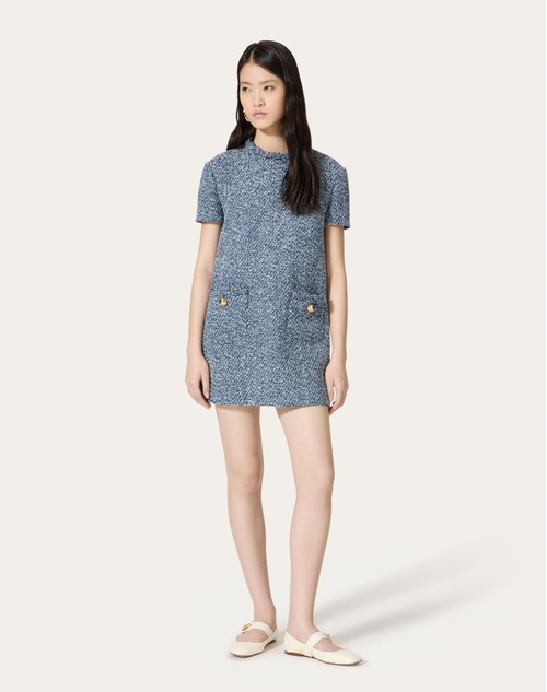 Red Valentino ABITO CORTO IN DENIM TEXTURED TWEED