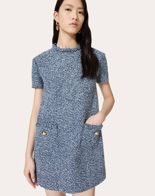 Red Valentino ABITO CORTO IN DENIM TEXTURED TWEED