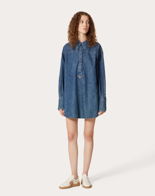 Red Valentino ABITO IN CHAMBRAY DENIM