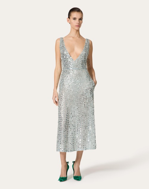 Red Valentino ABITO MIDI IN ORGANZA RICAMATO