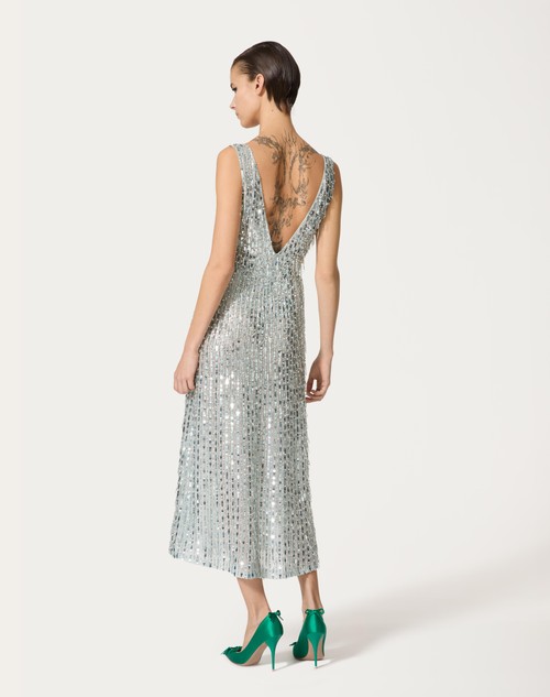 Red Valentino ABITO MIDI IN ORGANZA RICAMATO