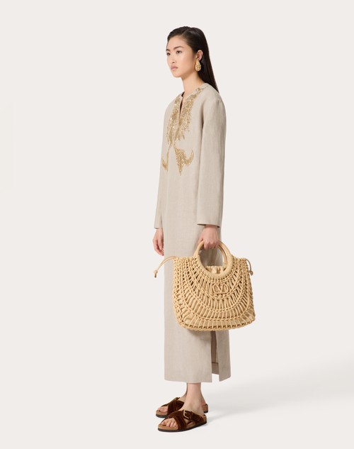 Red Valentino ABITO MIDI IN TELA LINO RICAMATO