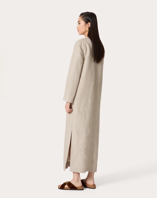 Red Valentino ABITO MIDI IN TELA LINO RICAMATO