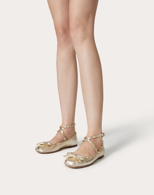 Red Valentino BALLERINA ROCKSTUD IN NAPPA LAMINATA