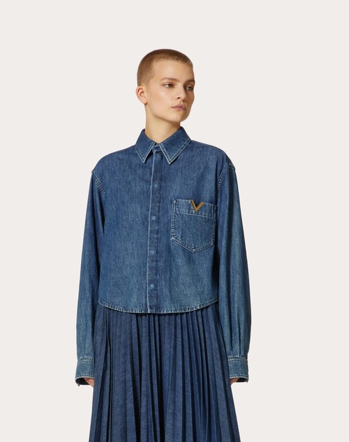 Red Valentino CAMICIA IN CHAMBRAY DENIM