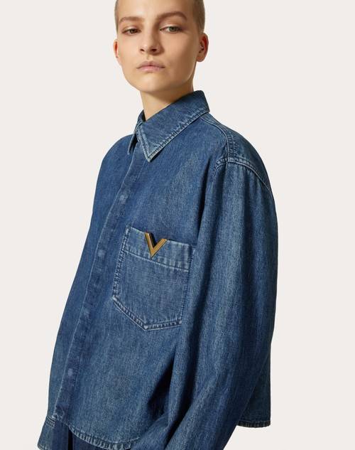 Red Valentino CAMICIA IN CHAMBRAY DENIM
