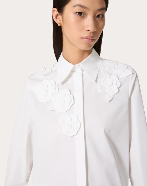 Red Valentino CAMICIA IN COMPACT POPELINE RICAMATA