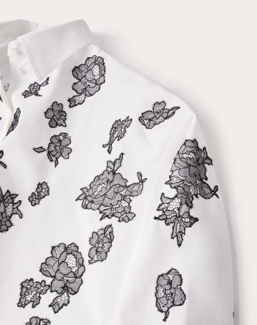 Red Valentino CAMICIA IN COMPACT POPELINE RICAMATA