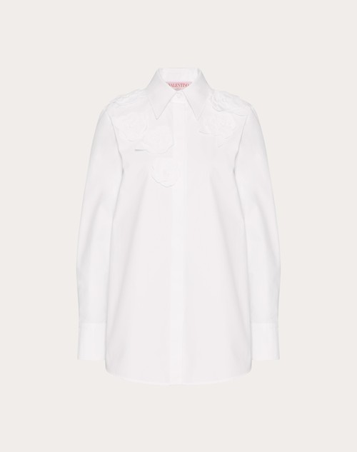 Red Valentino CAMICIA IN COMPACT POPELINE RICAMATA