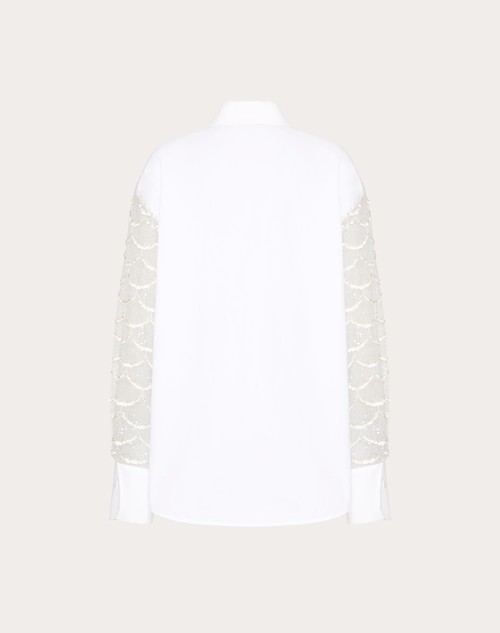 Red Valentino CAMICIA IN TULLE ILLUSIONE RICAMATA