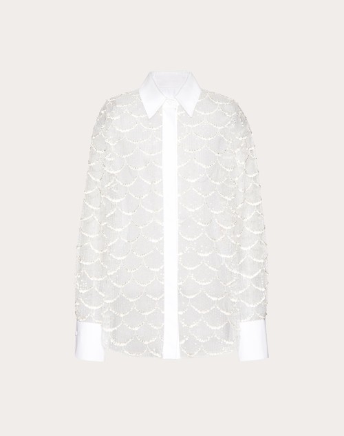 Red Valentino CAMICIA IN TULLE ILLUSIONE RICAMATA