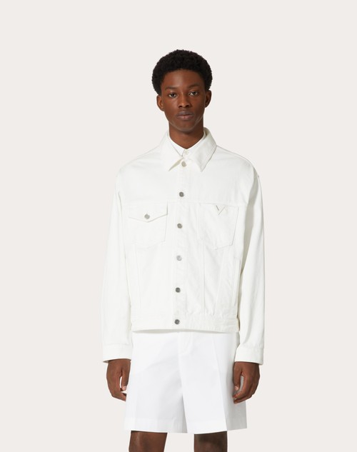 Red Valentino GIACCA IN DENIM CON V DETAIL GOMMATA