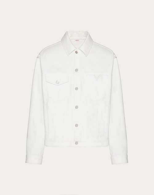 Red Valentino GIACCA IN DENIM CON V DETAIL GOMMATA