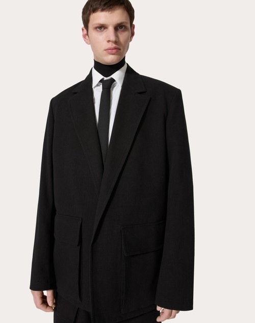 Red Valentino GIACCA MONOPETTO IN CANVAS DI COTONE