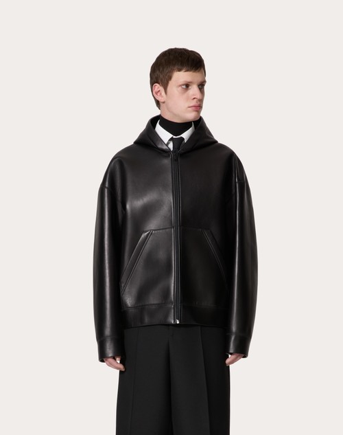 Red Valentino GIUBBINO IN PELLE CON CAPPUCCIO