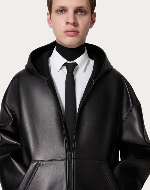 Red Valentino GIUBBINO IN PELLE CON CAPPUCCIO