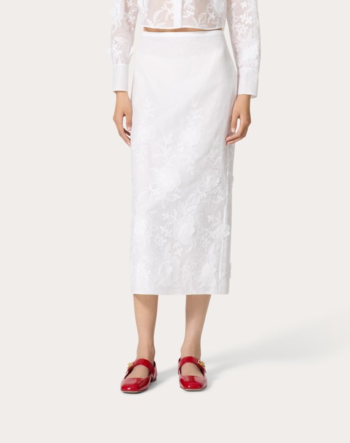 Red Valentino GONNA MIDI IN CAMELLIA ORGANDIS