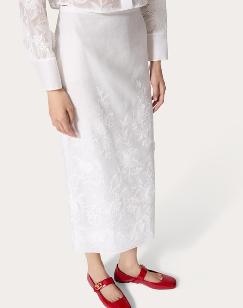 Red Valentino GONNA MIDI IN CAMELLIA ORGANDIS