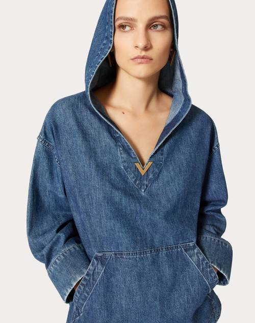 Red Valentino KAFTANO IN CHAMBRAY DENIM