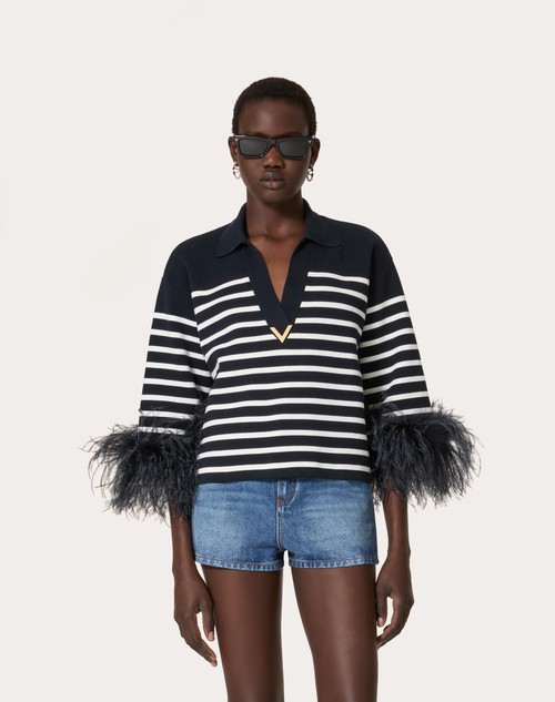 Red Valentino MAGLIA IN COTONE CON PIUME