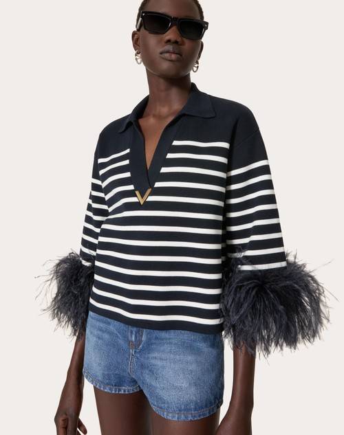 Red Valentino MAGLIA IN COTONE CON PIUME