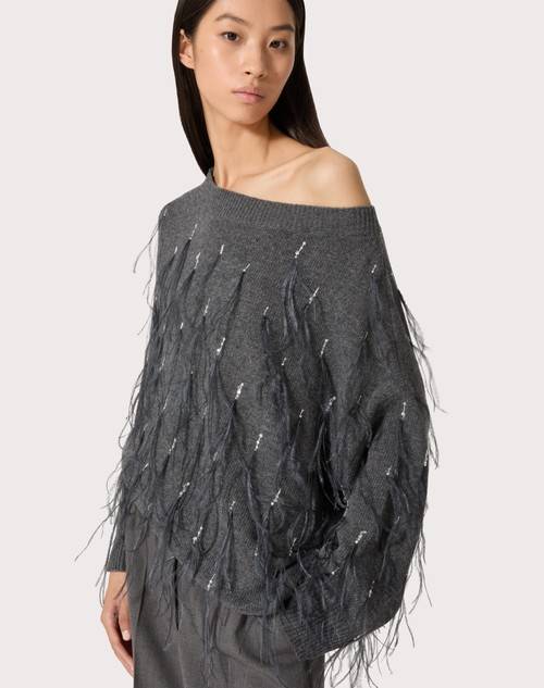 Red Valentino MAGLIA IN LANA CON PIUME RICAMATA