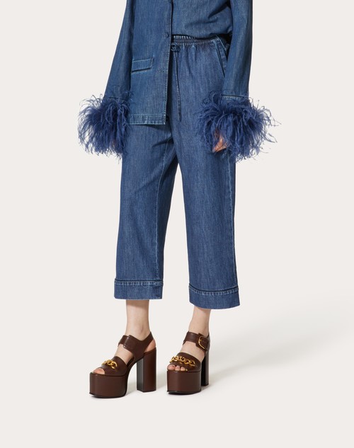 Red Valentino PANTALONE IN CHAMBRAY DENIM