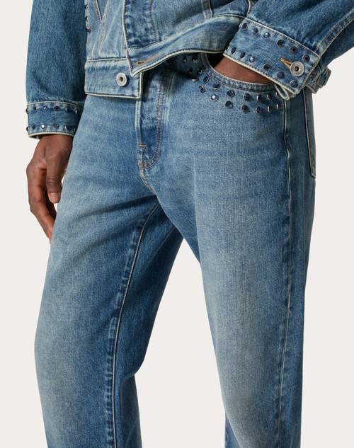 Red Valentino PANTALONE IN DENIM CON CABOCHONS