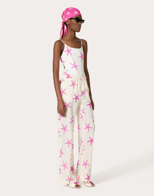 Red Valentino PANTALONI IN CREPE DE CHINE STARFISH