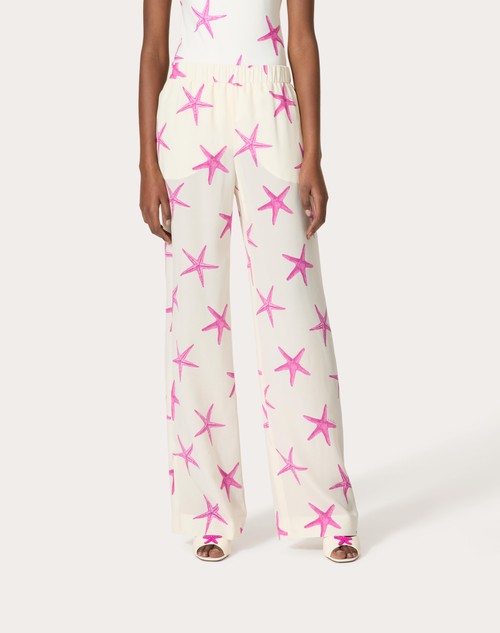 Red Valentino PANTALONI IN CREPE DE CHINE STARFISH