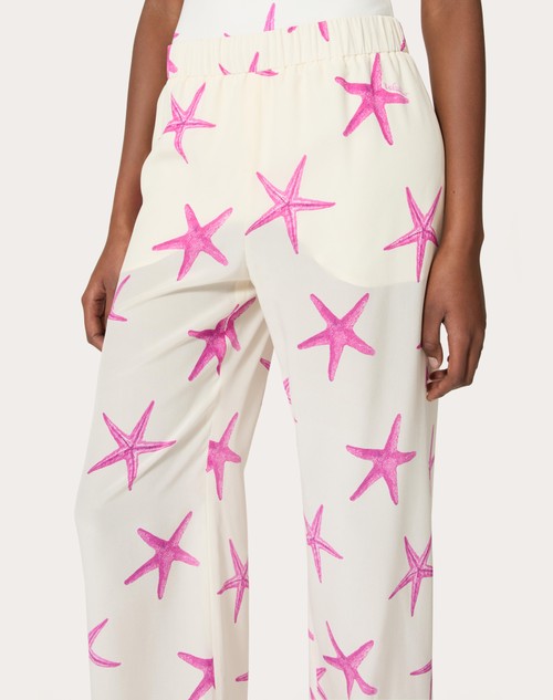 Red Valentino PANTALONI IN CREPE DE CHINE STARFISH