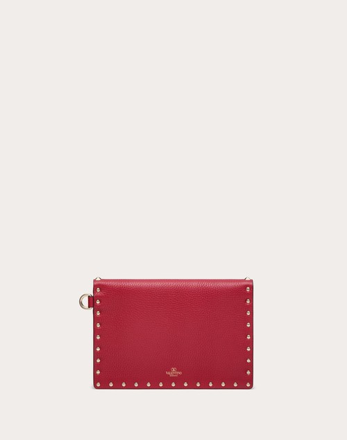 Red Valentino POUCH ROCKSTUD IN VITELLO GRANATO