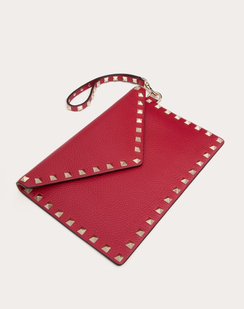 Red Valentino POUCH ROCKSTUD IN VITELLO GRANATO