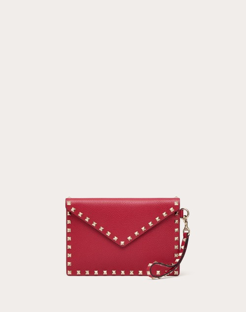 Red Valentino POUCH ROCKSTUD IN VITELLO GRANATO