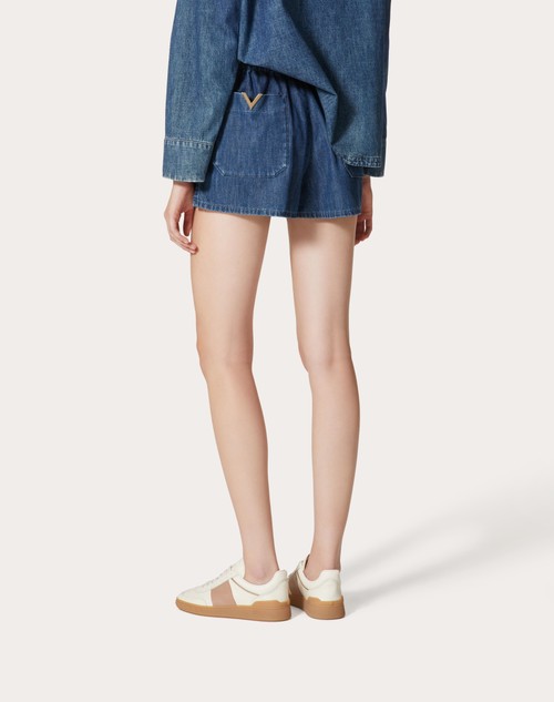 Red Valentino SHORTS IN CHAMBRAY DENIM