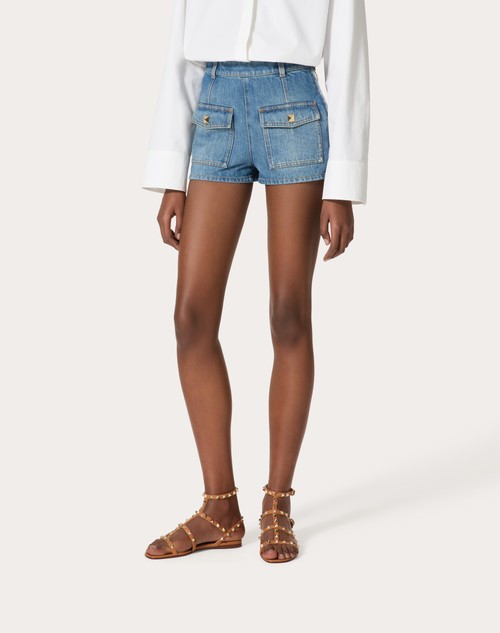 Red Valentino SHORTS IN DEEP BLUE DENIM