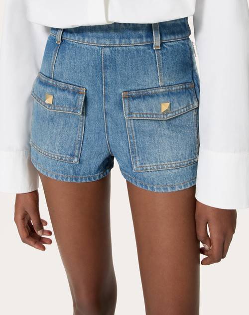 Red Valentino SHORTS IN DEEP BLUE DENIM