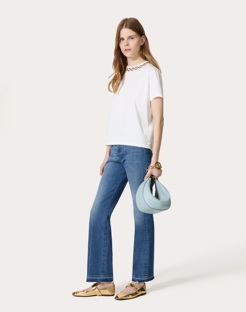 Red Valentino T-SHIRT IN COTTON JERSEY RICAMATA